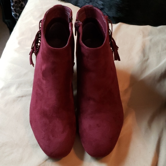 Burgundy Fringe Ankle Booties - Picture 7 of 7